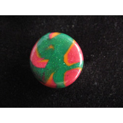 Petite bague fantaisie, verte/rouge, en fimo