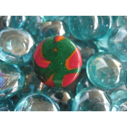 Petite bague fantaisie, verte/rouge, en fimo