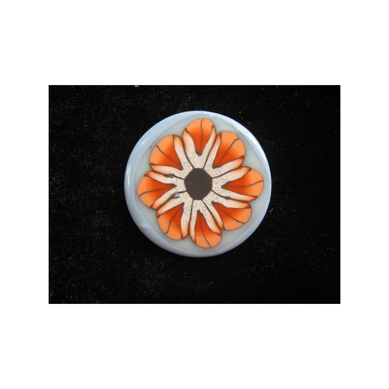 Flower ring, orange / gray, in Fimo