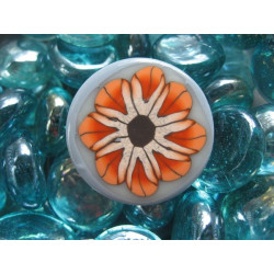 Flower ring, orange / gray, in Fimo