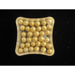 Bague carrée ajustable, perles dorées en résine