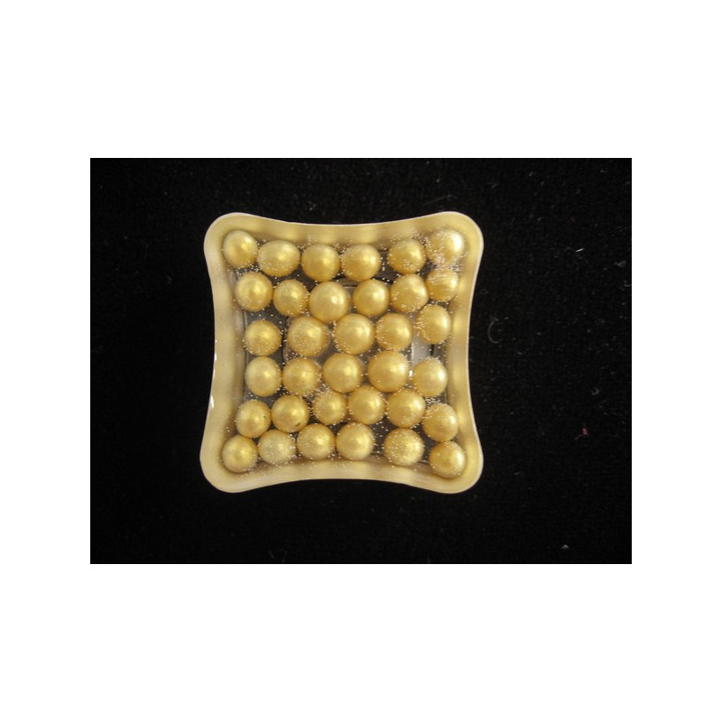 Bague carrée ajustable, perles dorées en résine