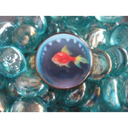 Fancy RING, fish and shark, set with resin