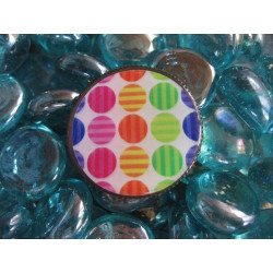 RING graphic, multicolored polka dots on a white background, set with resin