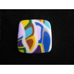 Bague carrée, mosaïque multicolore, en Fimo