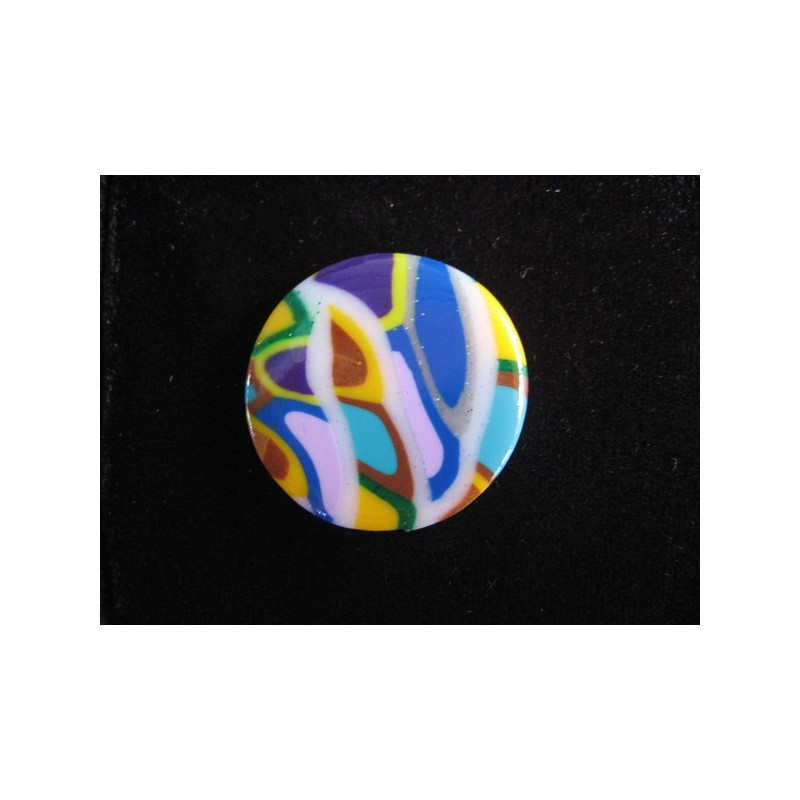 Large adjustable ring, multicolored mosaic, in fimo