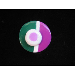 Petite bague, Style Mondrian, fuchsia/verte, en Fimo