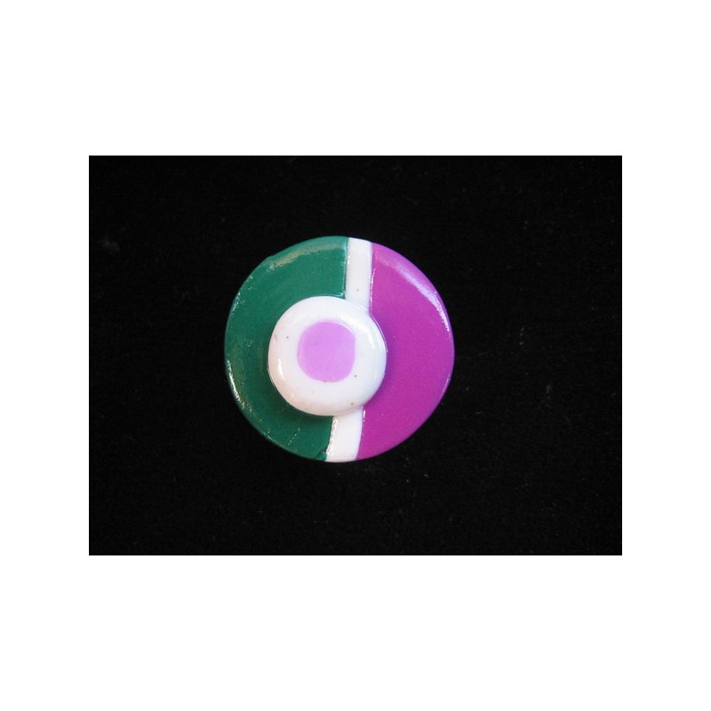 Petite bague, Style Mondrian, fuchsia/verte, en Fimo