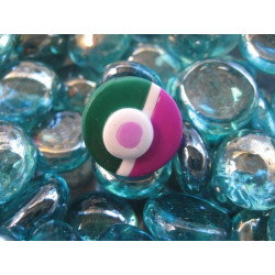 Petite bague, Style Mondrian, fuchsia/verte, en Fimo