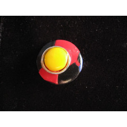 Petite bague, Style Mondrian, noire/multicolore, en Fimo