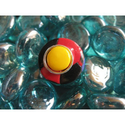 Petite bague, Style Mondrian, noire/multicolore, en Fimo