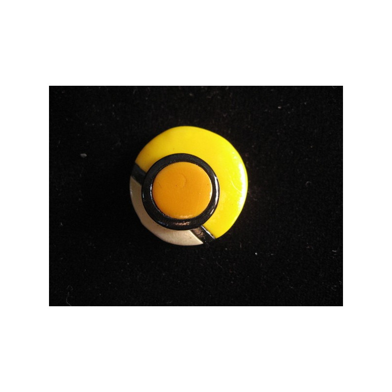 Petite bague Mondrian, noire/jaune, en fimo