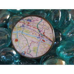 Vintage ring, parisian subway map, set in resin