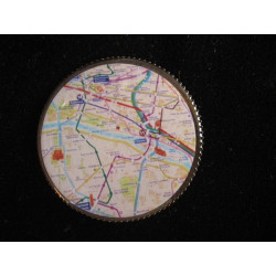 Vintage ring, parisian subway map, set in resin