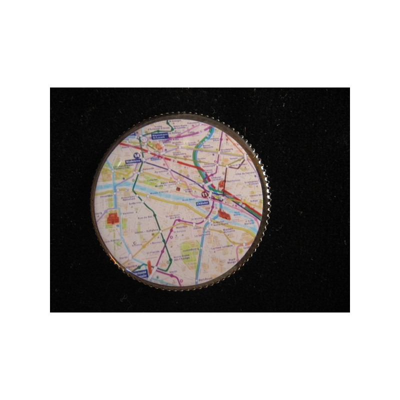 BAGUE vintage, Plan métro parisien, sertie en résine