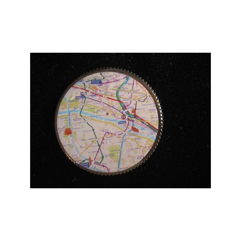 Vintage ring, parisian subway map, set in resin