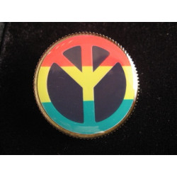 BROCHE Vintage, Peace and love Reggae, sertie en résine