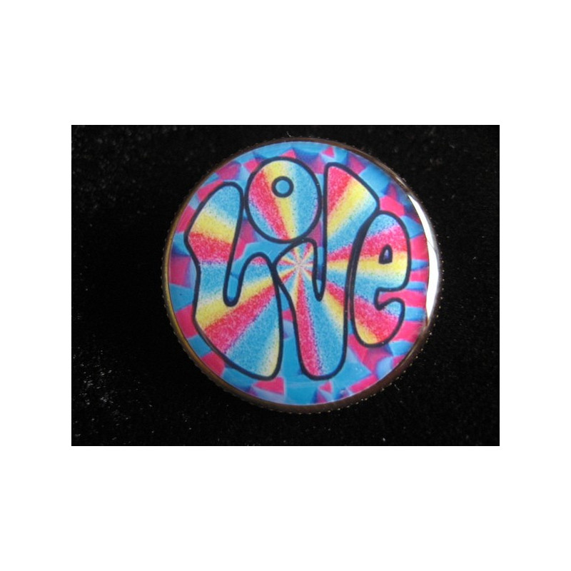 BROCHE Vintage, Peace and love multicolore, sertie en résine