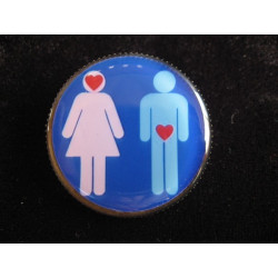 Fancy brooch, Man and Woman, set with resin