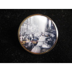 Vintage BROOCH, New York City Street, set in resin