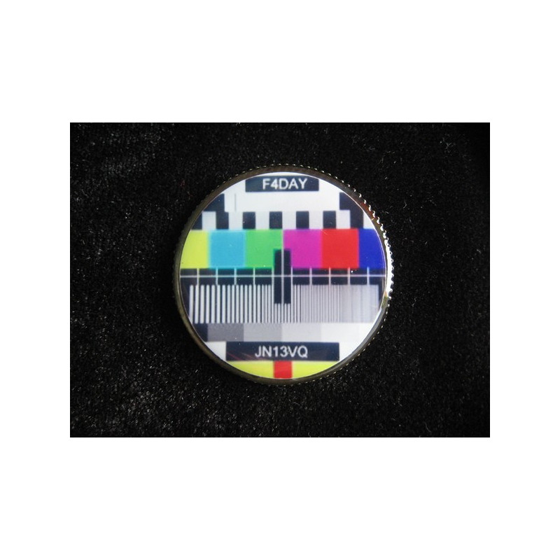 Vintage brooch, television pattern, set with resin