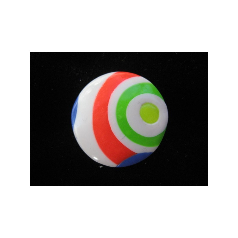 Pop ring, multicolored patterns, on a white background in Fimo