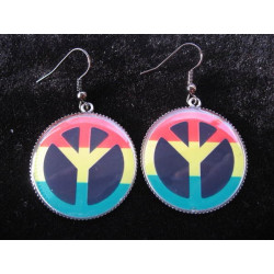 Boucles d'oreilles, peace and love Reggae, serties en résine