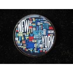 Vintage ring, New York Tags, set with resin