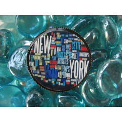 Vintage ring, New York Tags, set with resin