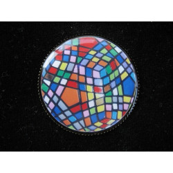 Vintage brooch, Rubiks Cube, set with resin