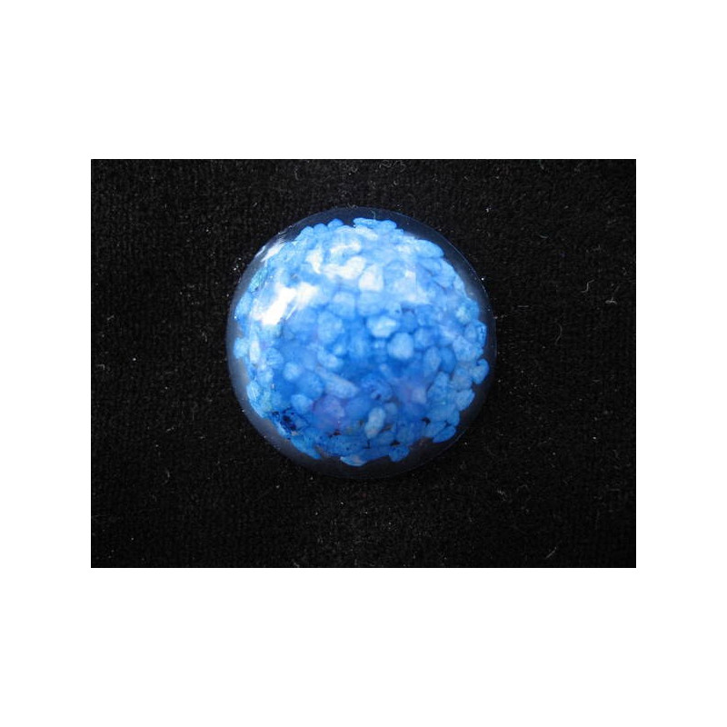 Bague petit cabochon, cailloux turquoises, en résine