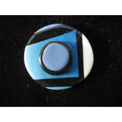 Bague Mondrian, camaieu bleue, en Fimo