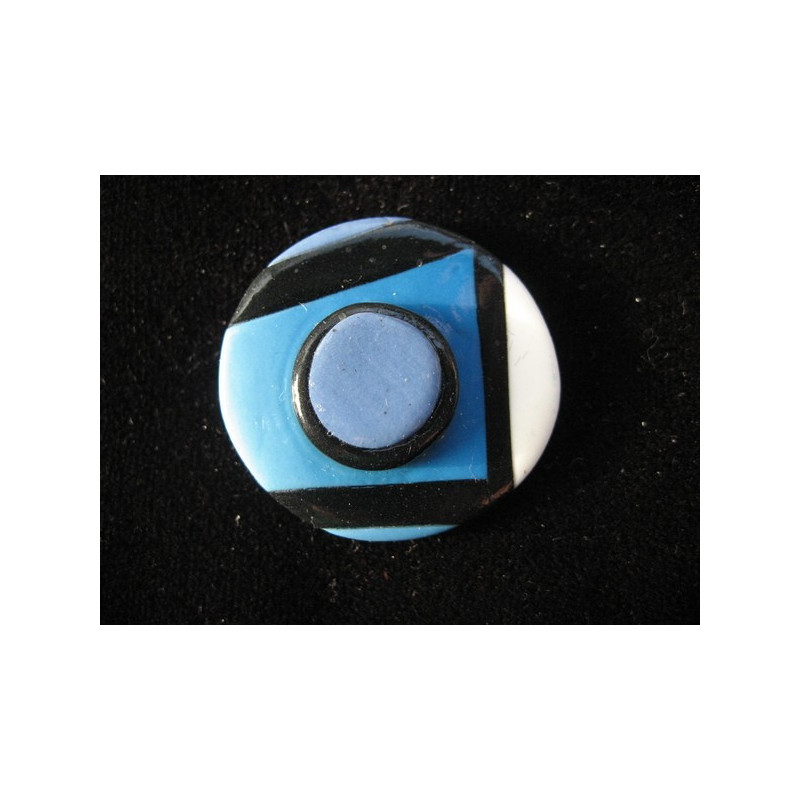 Mondrian ring, blue camaieu, in Fimo