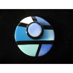 Grande bague Mondrian, camaieu bleue, en Fimo