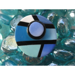 Mondrian ring, blue camaieu, in Fimo