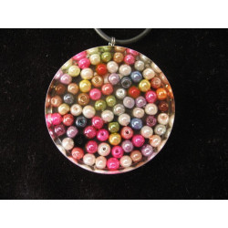 Fantasy pendant, multicolored beads, in resin