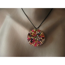 Fantasy pendant, multicolored beads, in resin