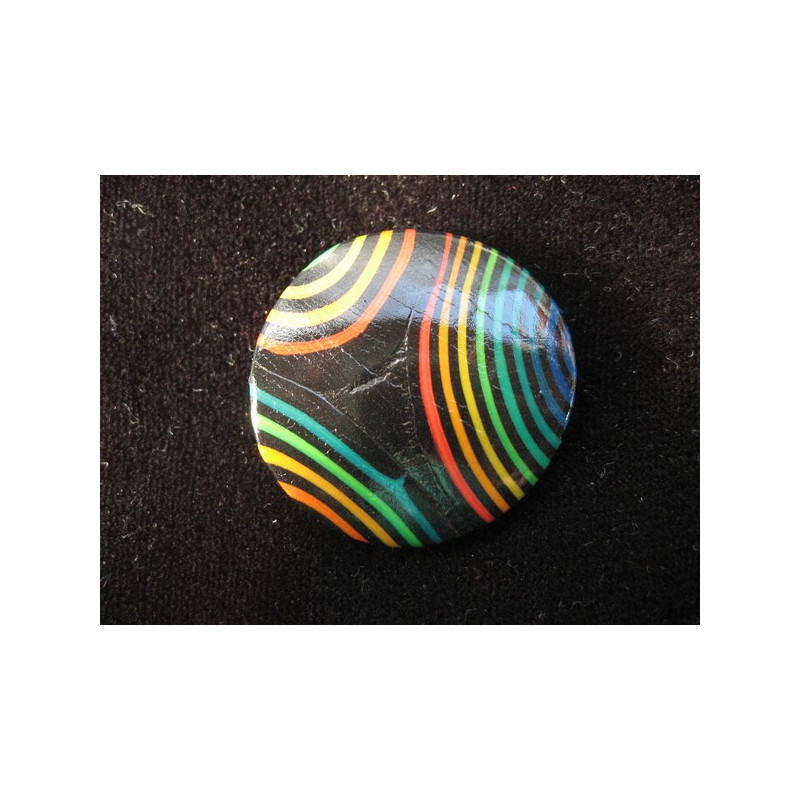 Grande bague ronde pop noire/multicolore