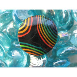 Grande bague ronde pop noire/multicolore