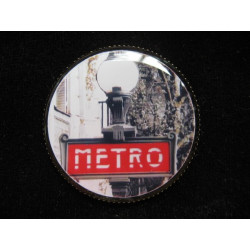Vintage brooch, Parisian subway, set with resin