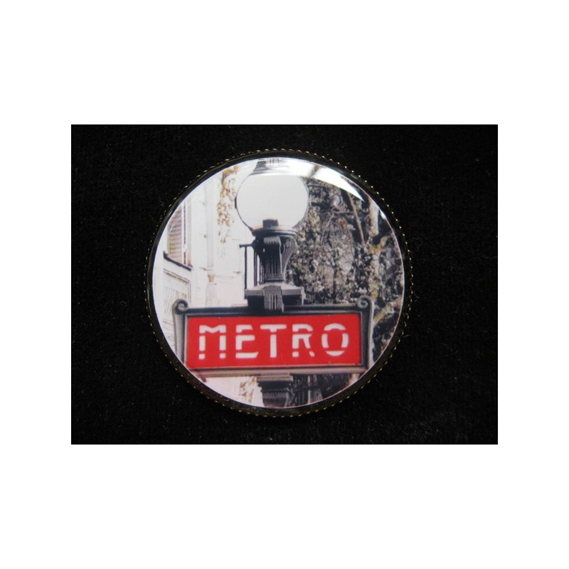 Vintage brooch, Parisian subway, set with resin