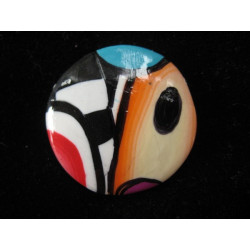 Grande bague pop, noire/multicolore, en fimo