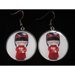 Boucles d'oreilles kawaii, Dolls Clarice, serties en résine