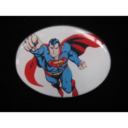 Vintage oval brooch, Superman, set with resin