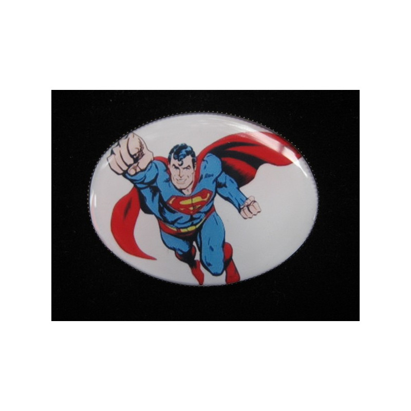Vintage oval brooch, Superman, set with resin