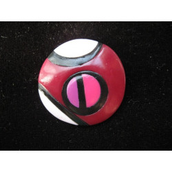 Grande bague, Style Mondrian, fushia/prune, en Fimo