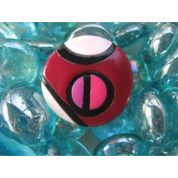 Grande bague, Style Mondrian, fushia/prune, en Fimo