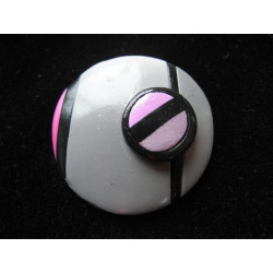 Pop ring, Esprit Mondrian gray / pink, in Fimo
