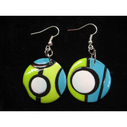 Green/blue "Mondrian" earrings