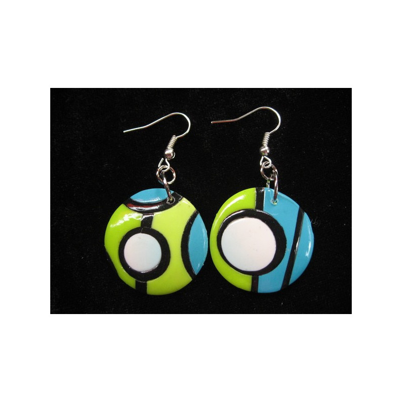 Green/blue "Mondrian" earrings